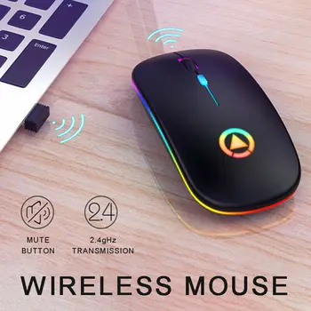 Ultra-tenká Bezdrátová Myš k Tíži Lehký Přenosný LED Barevné Světlo Mute Dobíjecí Herní Myš Myši Pro Notebook PC