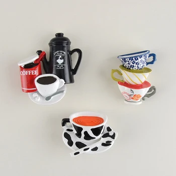 Kreativní 3D Káva Příslušenství Lednice Magnet Karikatura Moka konvičky Šálek Kávy ve Tvaru Magnetické Poznámka Adsorpce Dekorace