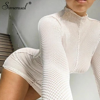 Simenual Ok Hubené Ženy Mini Šaty Móda Jaro 2021 Clubwear Bodycon Solid Hollow Out Party Šaty Sexy Narozeniny Oblečení