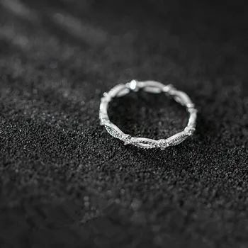 MÁM Módní Minimalistický Oválné Geometrické Duté Prsteny pro Ženy Skutečné 925 Sterling Silver Party Svatební Šperky Příslušenství