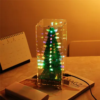 DIY RGB Flash LED Obvod Kit DIY Barevné 3D Vánoční Stromky Kit MP3 Music Box s Shell Vánoční Dárek Elektronické Zábavy Apartmá