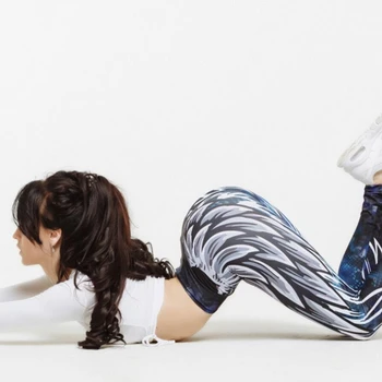 CHSDCSI Push Up Legíny Pro Ženy Sportovní Fitness Legíny Harajuku 3D Tištěné Křídlo Posilovny Yuze Kalhoty, Sexy Kalhoty