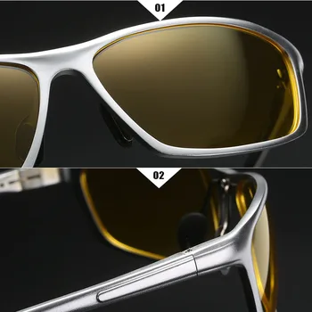 Vysoce Kvalitní Noční Vidění Brýle Muži Hliníku, Hořčíku Rám Polarizované Brýle Pro Řidiče Vozu Sportovní Jízdy Anti-Oslnění UV400
