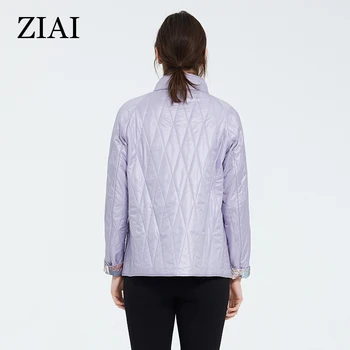 ZIAI 2020 hotsale Ženy bunda jaro fialová plus velikosti teplé ženy módní kabáty Lemované print dámské ležérní parka instock ZM-9423