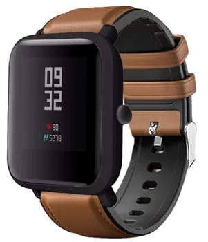 Watchband Kůže + Silikonový Náramek Kapela Pro Xiaomi Amazfit Stratos 3 2 2S Tempo Náhradní Popruh náramek Amazfit GTR 47mm