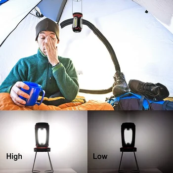 Multifunkční Dobíjecí Pracovní světlo COB LED Svítilna Camping světlo, 6 režimy osvětlení Deformovatelné Efektní osvětlení s USB kabelem