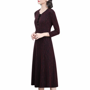 Podzimní Šaty Plus velikosti 2019 Nové Moderní Vintage Tištěné Elegantní Tele-Půl Casual Šaty Luxusní Dámské Party Řádku Dress