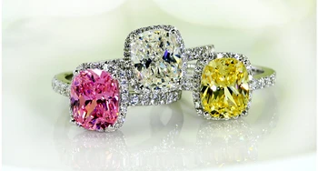 Choucong 3 barvy Polštář vyjmout Kámen prsten 5A Zirkony Cz 925 Stříbro Svatební Kapely Prsteny pro ženy, muže Sz 5-10 Módní Šperky