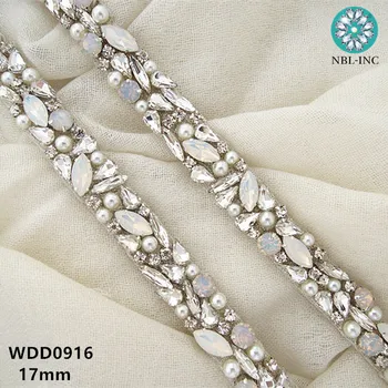 (10 yardů) Svatební silver opal drahokamu nášivka čalounění korálky crystal čalounění žehlička na svatební šaty WDD0916