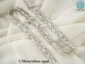 (10 yardů) Svatební silver opal drahokamu nášivka čalounění korálky crystal čalounění žehlička na svatební šaty WDD0916