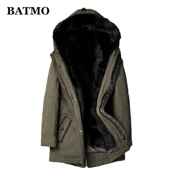 Batmo 2019 nové příjezdu zimní kvalitní teplé přírodní skutečné vlčí kožešiny vložky bunda s kapucí muži kapucí zimní bundy muži