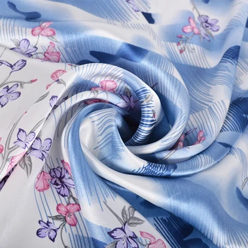 [BYSIFA] Nové Značky, Hedvábí Šátek Pro Dámy Čínském Stylu Květinové Modrý Hedvábný Šátek Šál Módní Elegantní Zimní Šály 88*88cm