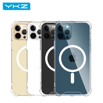 YKZ Vymazat Telefon Případ Pro iPhone 12 Pro Max 12 Mini-Pouzdro Magnetic Magsafe Bezdrátové Nabíjení Luxusní Transparentní Zadní Kryt Magnetu