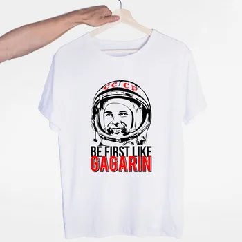 Jurij Aleksejevič Gagarin T-shirt O-Neck Krátký Rukáv Příležitostné Letní Módní Unisex Muži a Ženy Tričko