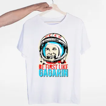 Jurij Aleksejevič Gagarin T-shirt O-Neck Krátký Rukáv Příležitostné Letní Módní Unisex Muži a Ženy Tričko