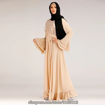 Abaya Turecké Večerní Šaty Hidžáb Muslimské Šaty Kaftan Dubaj Kaftan Marocain Islámu Oblečení Pro Ženy Grote Maten Dames Kleding