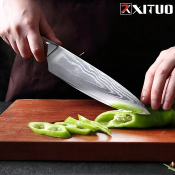 XITUO 8 Palcový Chef Nůž Damašku Oceli VG10 Nástroj Santoku Japonský Nůž Ostrý Řez Maso Nakrájené Zeleniny Filet Kuchyňské Nože