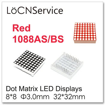 LoCNService 100KS Červené 1088 8x8 3mm 32x32mm 1088AS 1088BS Dot Matrix LED Displeje Modul Digitální Trubice 8*8