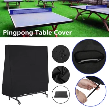 300D Vodotěsné Ping Pongový Stůl Kryt Tenis Kryt Chrání Venkovní a Vnitřní Anti-UV Prachotěsný Pingpong Černý Kryt 160x85x160cm