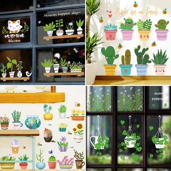 Multicolor Hrnkové rostliny Samolepky na Zeď pro Obývací pokoj Odnímatelný Zeď Nálepky Ložnice Vinyl Nálepka Eco-Friendly DIY Nástěnné Malby