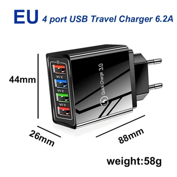 Vysoce Kvalitní 4 Port USB Nabíječka QC/3.0 EU/USA Telefon Cestovní Wall Rychlé Nabíječky pro iphone Huawei Rychlé Nabíjení Adaptér Tabletu Ipad