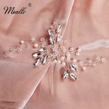 Miallo Módní Rakouských Crystal Perly Svatební Sponky do vlasů Spony, Svatební Vlasy, Šperky, Doplňky, Ručně vyráběné Přilby pro Ženy