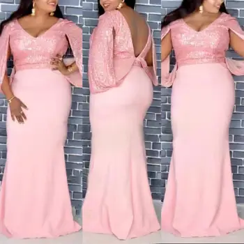 Nové Africké Šaty Ženy Délka Podlahy Elegantní Vestidos Femme Super Vysoce Kvalitní Flitry Dashiki Africké Oblečení Bazin Riche