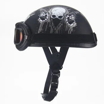 Motocykl Skútr Open Face Půl Helmu s Kšiltem UV Brýle Retro Vintage Styl Unisex jet retro capacete helmice, moto helmy