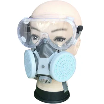 Plynová Maska, Respirátor Malování Stříkací Anti Prachový Filtr s Ochranné Brýle Dýchací Ventily Lehké Konstrukce, Miner