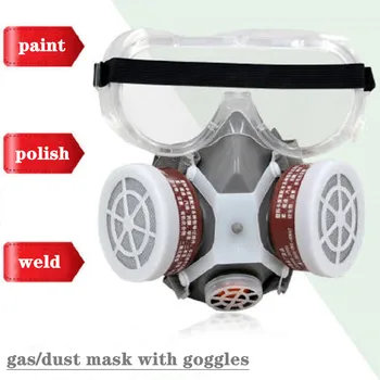 Plynová Maska, Respirátor Malování Stříkací Anti Prachový Filtr s Ochranné Brýle Dýchací Ventily Lehké Konstrukce, Miner
