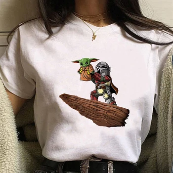 Disney High Značky Baby Yoda T-shirt Ženy Módní Mandalorianské Letní tričko Evropě a Americe Móda Oblečení Harajuku Tričko