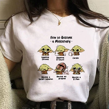 Disney High Značky Baby Yoda T-shirt Ženy Módní Mandalorianské Letní tričko Evropě a Americe Móda Oblečení Harajuku Tričko