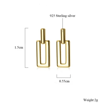 Módní 925 Sterling Silver Pro Ženy Jednoduché Geometrické Prohlášení Náušnice Zlata Barva Módní Ženy Šperky Dárek