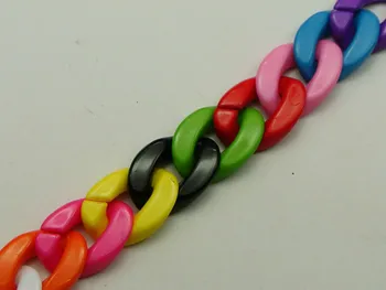 100 Smíšené Barvy Akrylové Ploché Twist Oválný Otevřený Kroužek Korálky 23X16mm Konektor článkovým Řetězem
