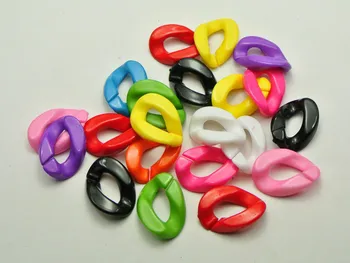 100 Smíšené Barvy Akrylové Ploché Twist Oválný Otevřený Kroužek Korálky 23X16mm Konektor článkovým Řetězem