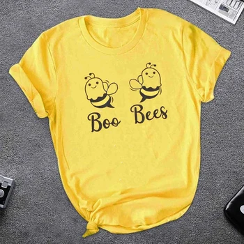 Boo Včely Graphic Tee Cartoon Bee Kawaii Roztomilé Estetiky Žluté T-Shirt Letní Módní Ležérní Vtipné Harajuku Hipster Ženy-Top