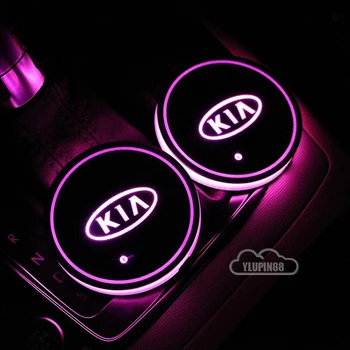 2ks Auto Logo, LED, Voda Cup Light Mat Auto Logo Lampa Pad Pro KIA K2 K3 K4 K5 K6 K7 KX5 Sorento 2019 Sportage R Rio Duše Dráze
