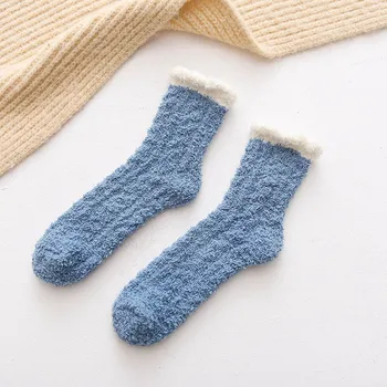 CURRADA 1pár teplé ponožky ženy sox Zimní tlusté Coral Velvet Snow Zimní Ponožky Boty Podlaha Ponožky na Spaní