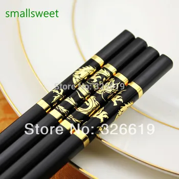 5 párů hůlek PPS fiber glass černá hůl kvalitní zlaté nebo stříbrné japonský styl slitina hůlky