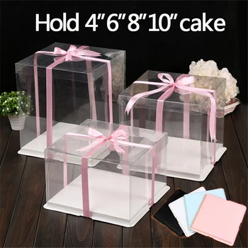 4 sady/lot 6/8/10 palcový jasné, plastové dort držitel zdobení zásoby papíru dort box pekařství dekorace zobrazení kontejnery desky