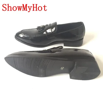 ShowMyHot Střapec špičaté microfibe Kožené Muži Šaty boty Podnikání vkročit boty retro Bullock Britská jarní podzimní boty