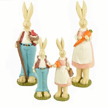 2KS Ennas Kolekce pár zajíček dekor králík sady pryskyřice víla zahrada bunny miniatury řemeslné Velikonoce Den králíček dárek
