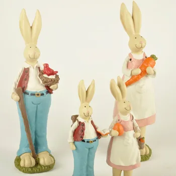 2KS Ennas Kolekce pár zajíček dekor králík sady pryskyřice víla zahrada bunny miniatury řemeslné Velikonoce Den králíček dárek