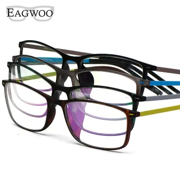 EAGWOO EMS Čistého Titanu Brýle, Ženy, Chlapce, Plný Ráfek Optické Rám Předpis Brýlové Obdélníkové Gumové Brýle 890042