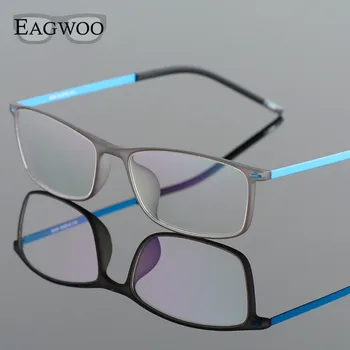 EAGWOO EMS Čistého Titanu Brýle, Ženy, Chlapce, Plný Ráfek Optické Rám Předpis Brýlové Obdélníkové Gumové Brýle 890042