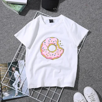 Kpop Letní Rekreační T-Shirt Topy Roztomilé Koblihy Vtipné Tisk Harajuku Dámské Tričko Fashion Ženy Páry Kpop Styl trička