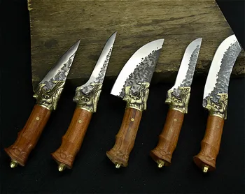 Longquan ručně porazit ostrý kuchyňský nůž domácnosti kuchyňská sada 6 nožů vykostění kráječ nůž na maso nůž stojan