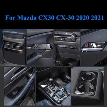Kreslení Černé Doplňky Interiéru z Nerezové Oceli Decoraiton Kryt Střihu Pro Mazda CX30 CX-30 2020 2021