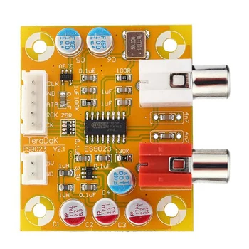 ES9023 Decoder Board I2S Vstup / 192KHZ 24Bit Synchronní, Asynchronní, Červená Core Player Modernizované Verze