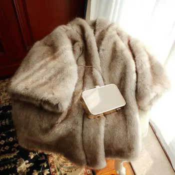 Těžké zimní oblečení imitace norek vlasy dlouhé volné teplé zahuštěný kožešiny kabát dámský kožešinový kabát, plášť